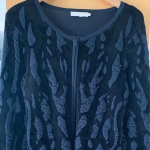 Anne Fontaine Zip Front Cardigan Textured Sweater | Size 42 (US 12) | Wool Blend